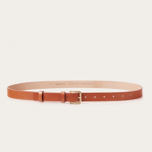 Unisex belt with a metal buckle, chestnut #336